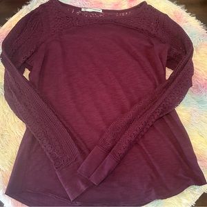 Large crochet burgundy top.